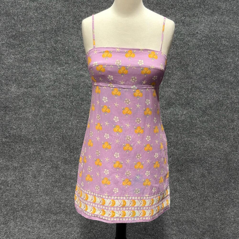 Rachel Antonoff Dress Womens 4 Gwen Lilac Floral Shell Square Neck Sundress Mini